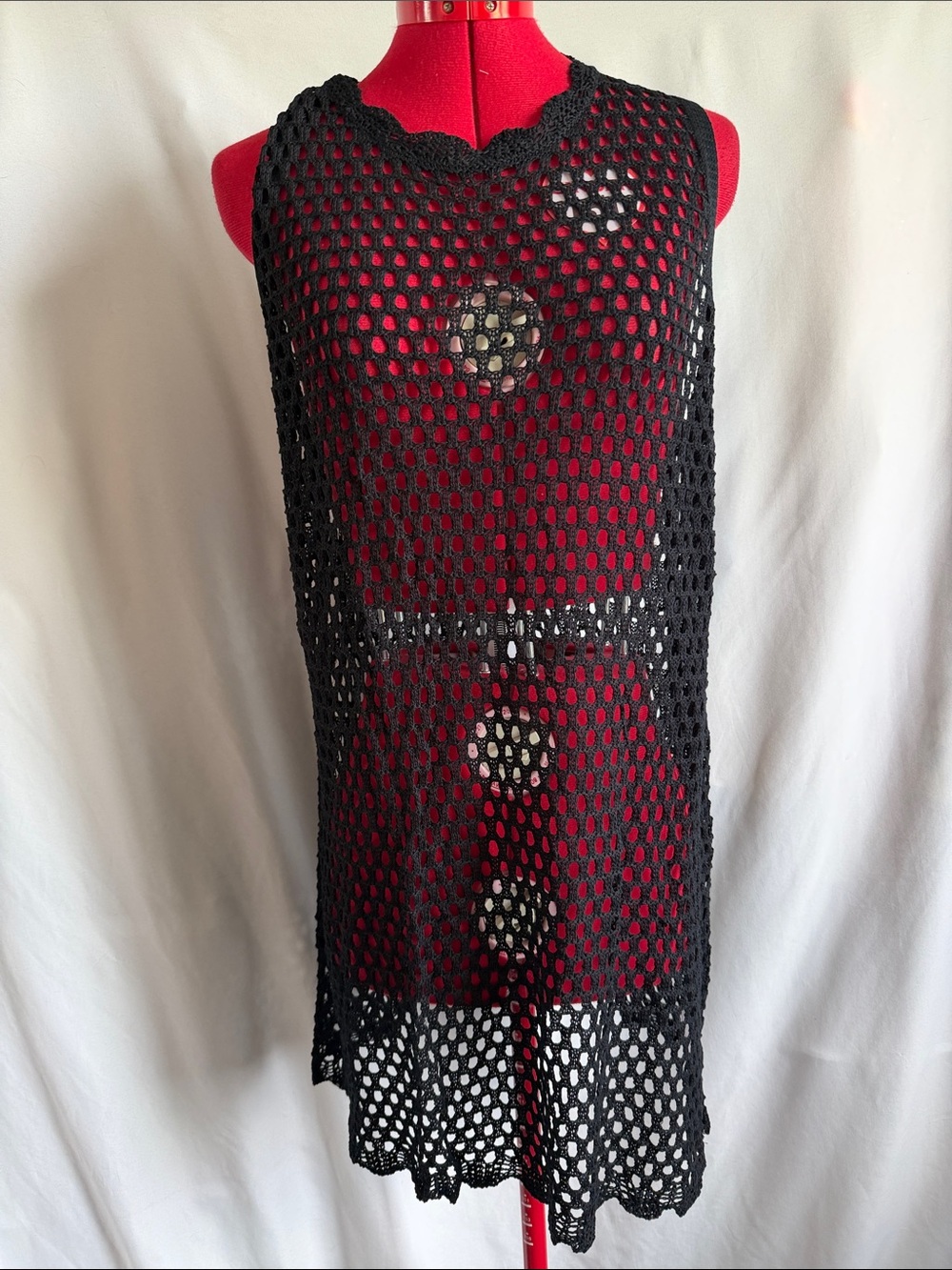Black Crochet Swim Coverup Tunic